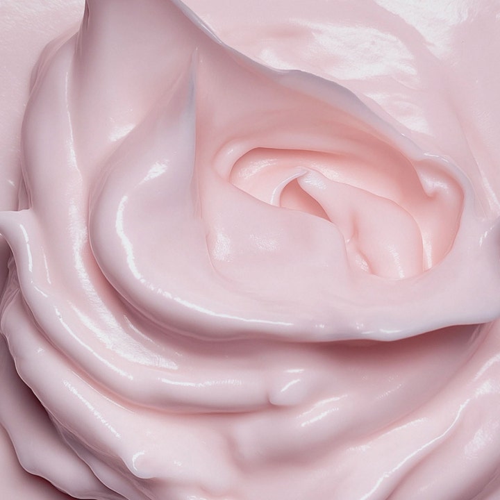 MANTLE The Rose Whipp 200 ml kropscreme med peptider og en silkeblød lyserød tekstur formet som en rose.