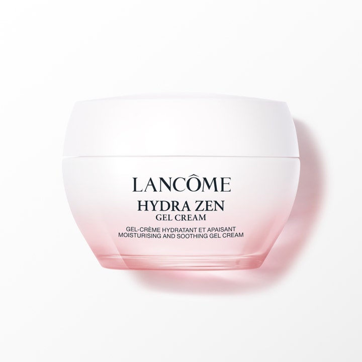 Lancôme Hydra Zen Gel Cream fugtgivende ansigtscreme i en lyserød glaskrukke med hvidt låg