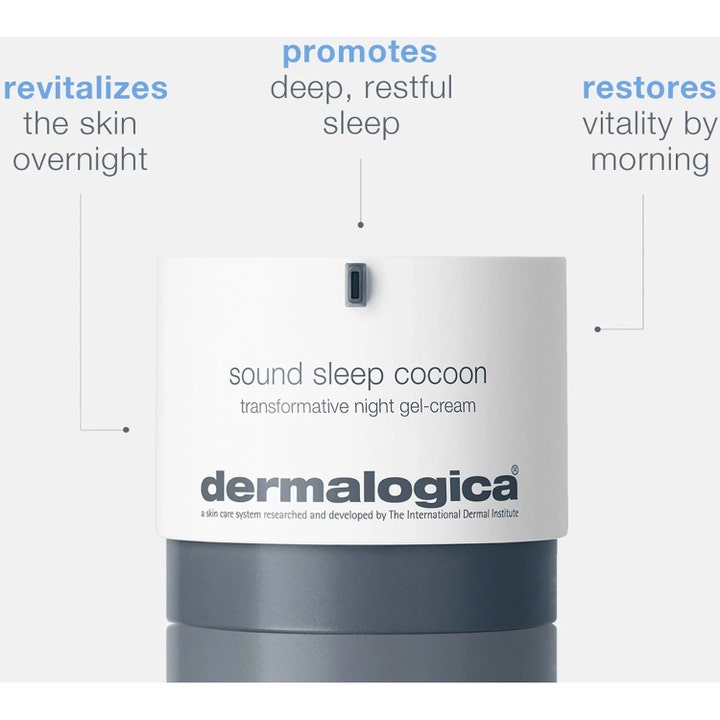 Dermalogica Sound Sleep Cocoon 50 ml gel-natcreme i hvid dispenser der revitaliserer huden natten over.