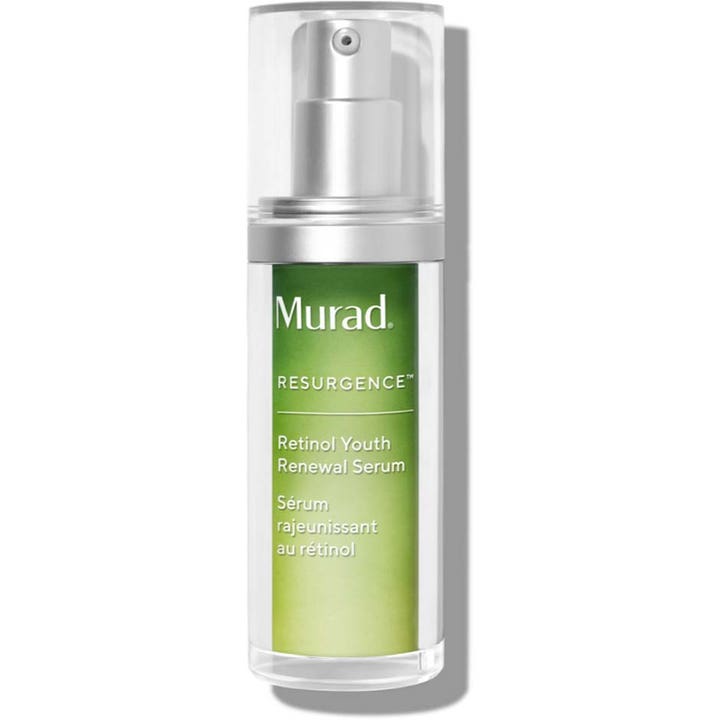 Murad Resurgence Retinol Youth Renewal Serum 30 ml hudpleje i gennemsigtig flaske med sølvpumpe og grøn etiket