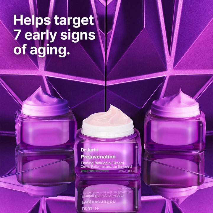 Dr.Jart+ Prejuvenation Firming Bakuchiol Cream 50 ml opstrammende creme i lilla krukke der målretter 7 alderstegn.