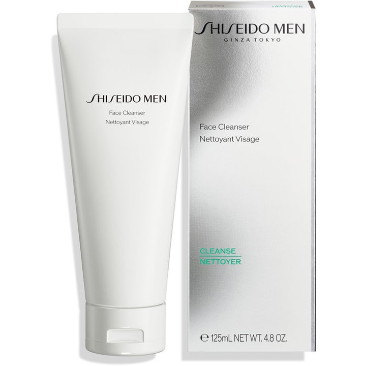 Shiseido Men Face Cleanser 125 ml renseskum i hvid tube med tilhørende sølvfarvet æske til ansigtsrengøring