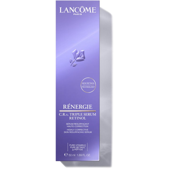 Lancôme Rénergie C.R.x. Triple Serum 50 ml hudpleje i lilla æske med sølvrose og retinol der fornyer huden