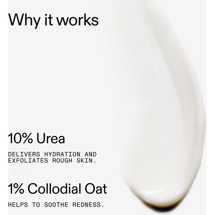 The INKEY List Urea 10% Moisturizer 50 ml ansigtcreme med hvid tekstur og tekst om 1% Colloidal Oat