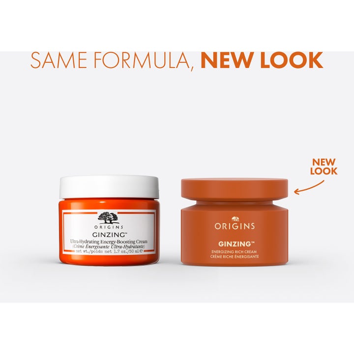 Origins GinZing Energizing Rich Cream 50 ml energigivende ansigtscreme i både gammelt og nyt orange krukke-design.