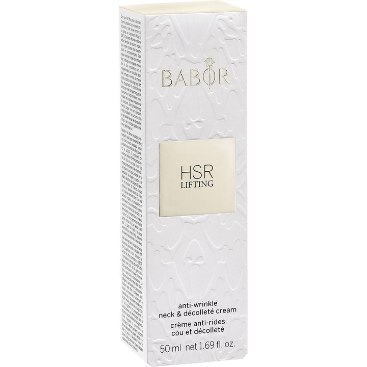 Babor HSR Lifting Neck & Decolleté Cream 50 ml i hvid mønstret æske med guldlogo mod rynker