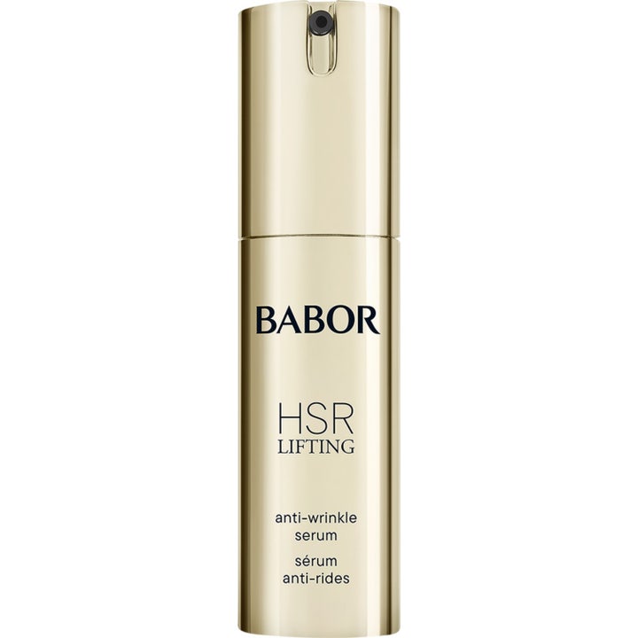 Babor HSR Lifting Anti-wrinkle Serum opstrammende ansigtsserum i en elegant metallisk guldflaske med pumpe