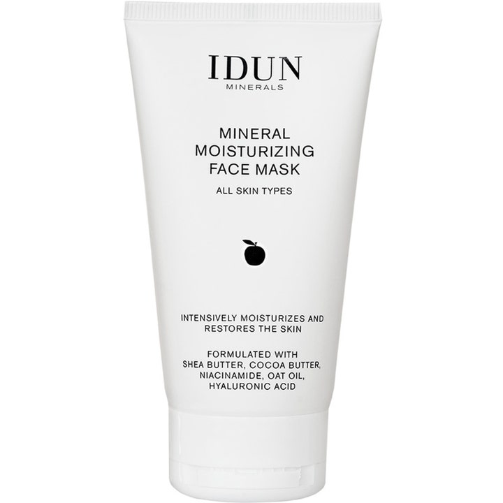 IDUN Minerals Mineral Moisturizing Face Mask 75 ml plejende ansigtsmaske i hvid tube med sort tekst