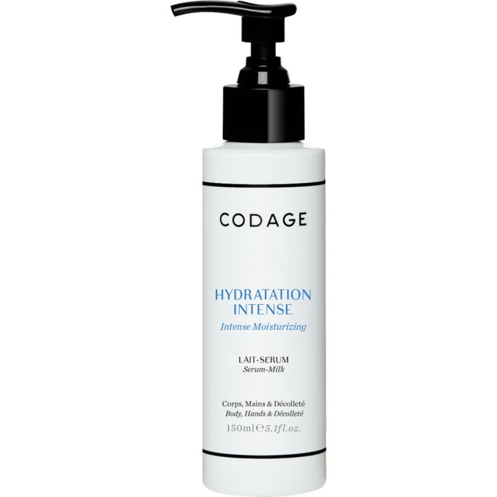 Codage Hydratation Intense 150 ml fugtgivende serummælk til kroppen i hvid flaske med sort pumpe