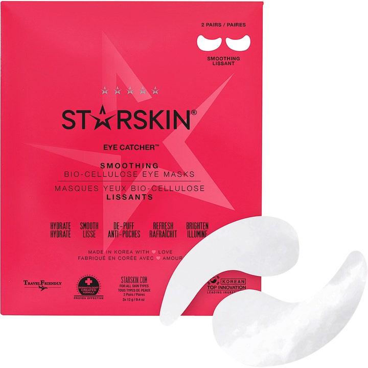 Starskin Eye Catcher 2 par udglattende øjenmasker i pink indpakning med hvide bio-cellulose patches