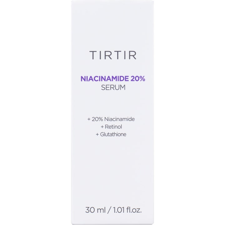TIRTIR Niacinamide 20% Serum 30 ml udglattende ansigtsserum i hvid emballage med retinol og glutathione.