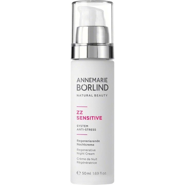 Annemarie Börlind ZZ Sensitive Regenerative Night Cream 50 ml beroligende natcreme i hvid pumpeflaske med sølvdetaljer