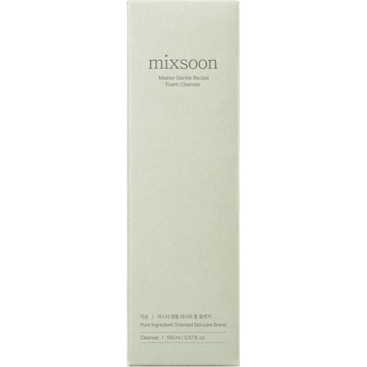 Mixsoon Master Gentle Recipe Foam Cleanser 150 ml beroligende renseskum i en minimalistisk lysegrøn papæske.