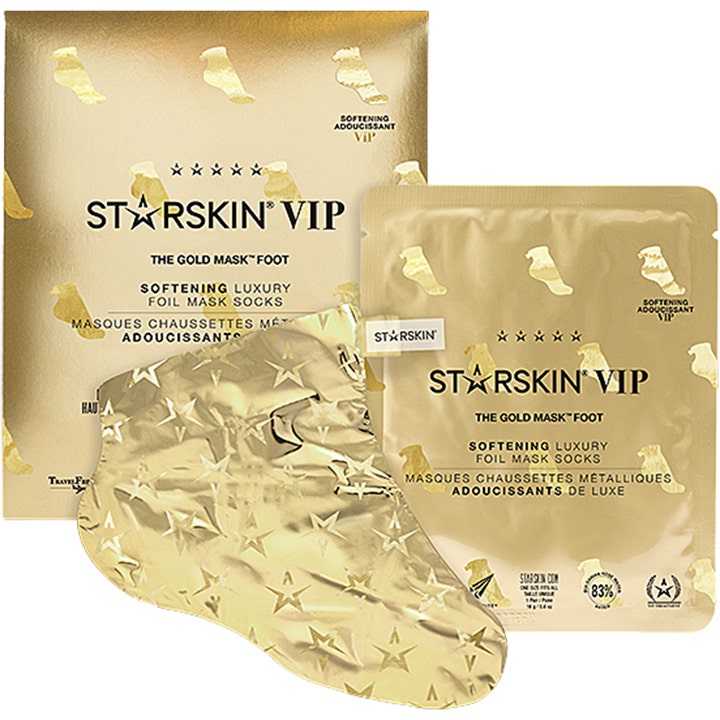 STARSKIN VIP The Gold Mask Foot 1 par blødgørende fodmaske i guldfarvet folie med stjernemønster