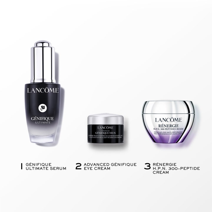 Lancôme Génifique Starter Kit 2025 1 stk anti-aging hudplejesæt med serum, øjencreme og peptidecreme i glasemballage