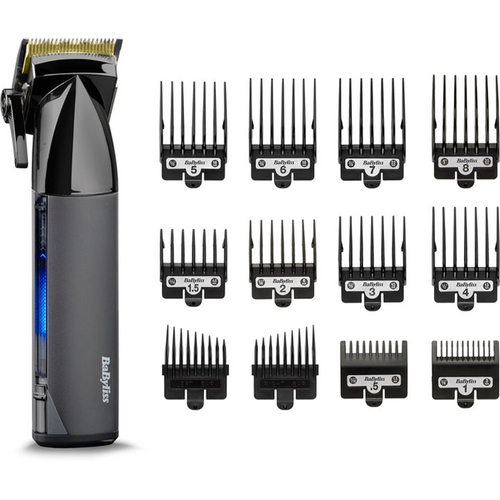 BaByliss Super X Metal Hair Clipper 1 stk hårtrimmer i sort metal med 12 forskellige afstandskamme