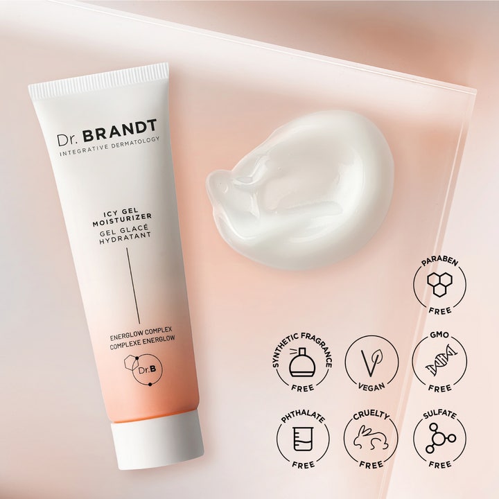 Dr Brandt iD-STRESS Icy Energizing Gel Moisturizer 50 g fugtgivende ansigtscreme i tube med let hvid geltekstur