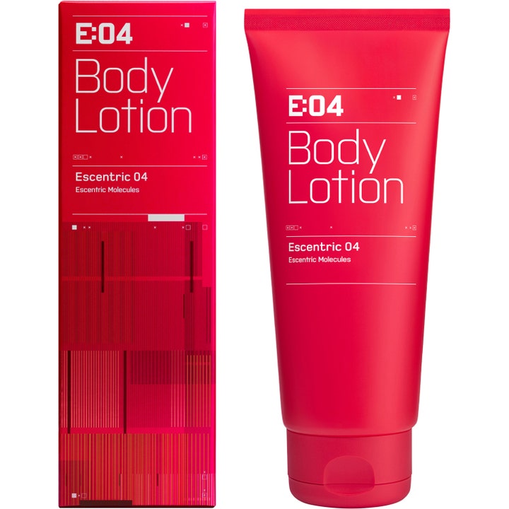 Escentric Molecules Escentric 04 Body Lotion 200 ml i pink tube og æske der giver fugt til huden