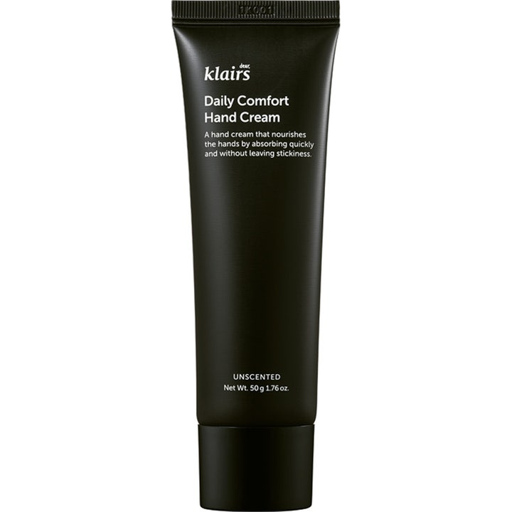 Klairs Daily Comfort Hand Cream 50g nærende håndcreme i en enkel mat sort tube med hvid tekst