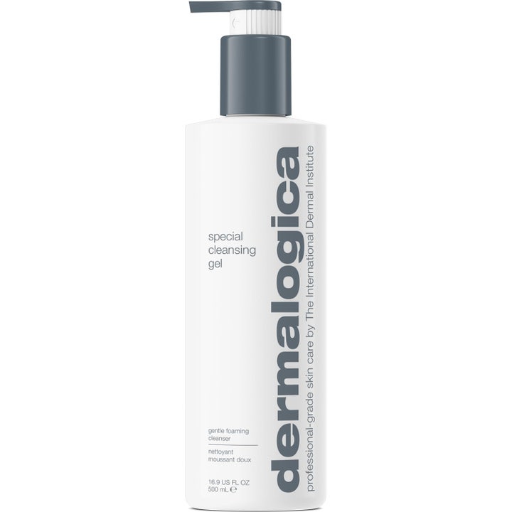 Dermalogica Special Cleansing Gel 500 ml mild skummende ansigtsrens i hvid plastflaske med grå pumpe