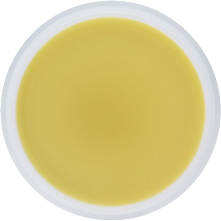 Maria Åkerberg Shea Balm 100 ml blødgørende kropspleje med en glat gul tekstur i en rund krukke set oppefra