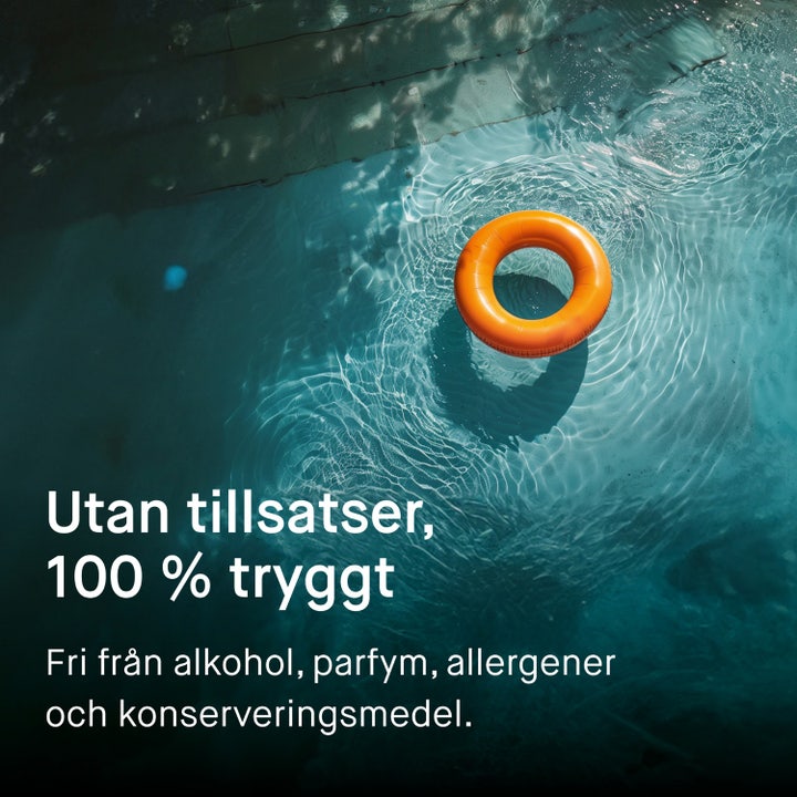 EVY Technology Daily UV Face 75 ml vandfast solcreme til ansigtet med kvinde i vand og teksten Water resistant