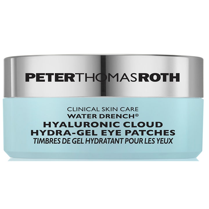 Peter Thomas Roth Water Drench Hyaluronic Cloud Eye Patches 60 stk fugtgivende øjenmasker i lyseblå krukke med sølvlåg
