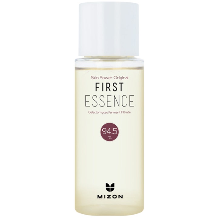 Mizon Skin Power Original First Essence 80 ml fugtgivende essence i klar flaske med hvidt låg