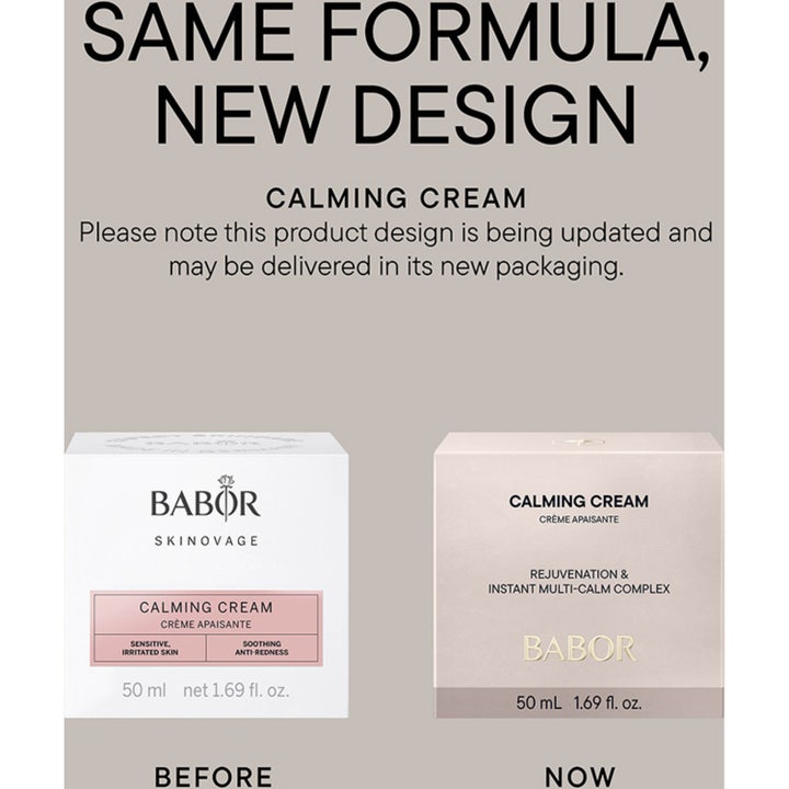 Babor Calming Cream 50 ml beroligende ansigtscreme i frostet glas ved siden af en mat lyserød skulpturel vase.