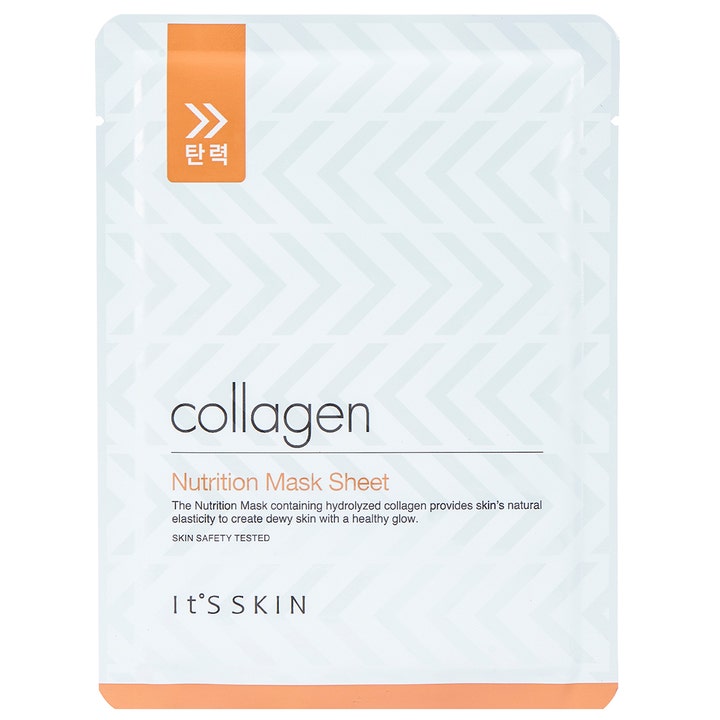 It'S SKIN Collagen Nutrition Mask Sheet 1 stk opstrammende ansigtsmaske i hvid sachet med orange detaljer