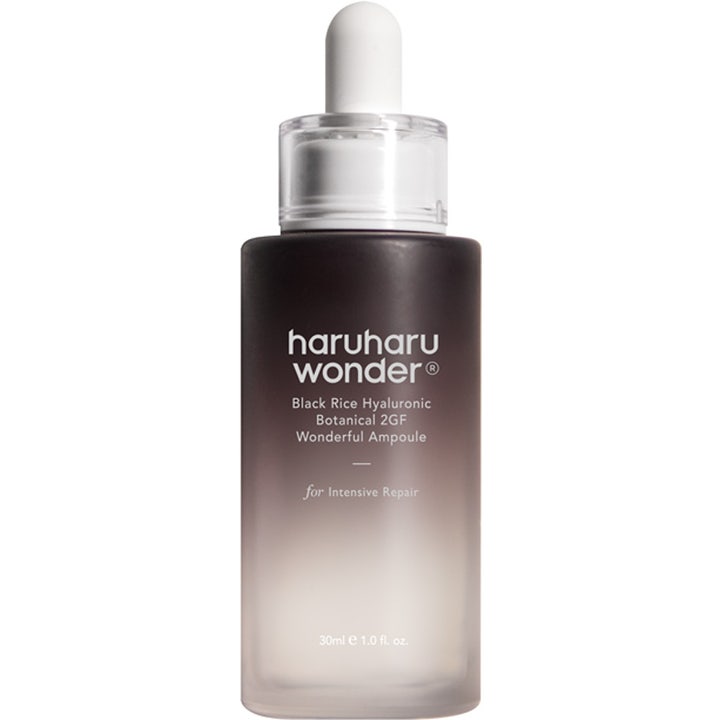 Haruharu Wonder Black Rice Hyaluronic Botanical 2GF Wonderful Ampoule 30ml serum i mørktonet glasflaske med pipette