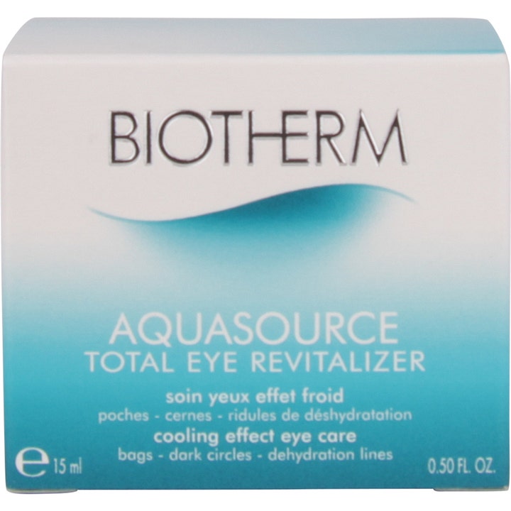 Biotherm Aquasource Total Eye Revitalizer 15 ml kølende øjencreme mod poser og mørke rander i lyseblå æske