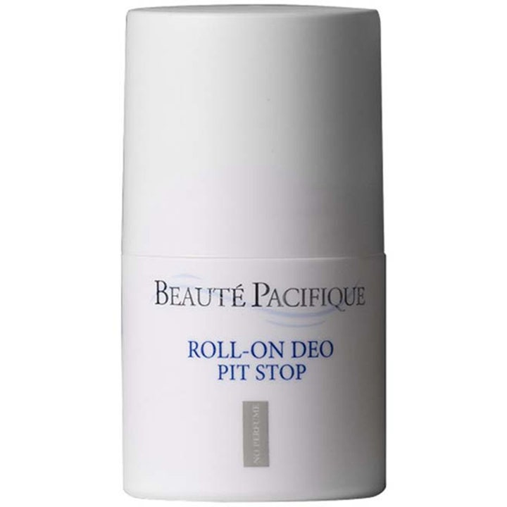 Beauté Pacifique Pit Stop Roll-on Deo 50 ml parfumefri deodorant i hvid cylinderformet emballage med blåt logo