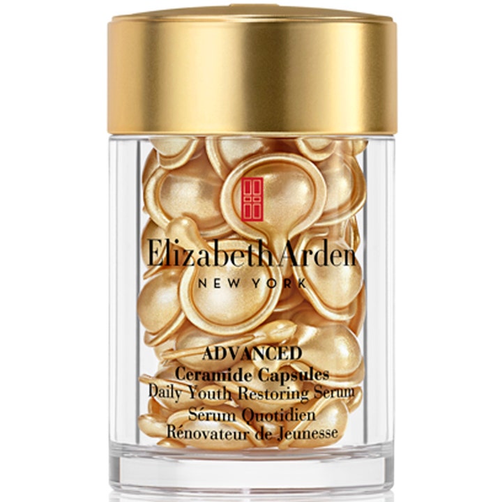 Elizabeth Arden Advanced Ceramide Capsules Daily Youth Restoring Serum mod rynker i klar krukke med gyldne kapsler