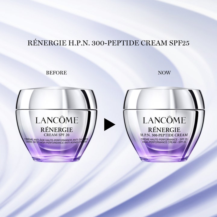 Lancôme Rénergie H.P.N. 300-Peptide Cream SPF25 50 ml anti-aging dagcreme sammenlignet med tidligere SPF 20