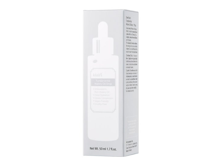 Klairs Fundamental Watery Oil Drop Serum 50 ml i hvid yderemballage der giver dyb hydrering og glød