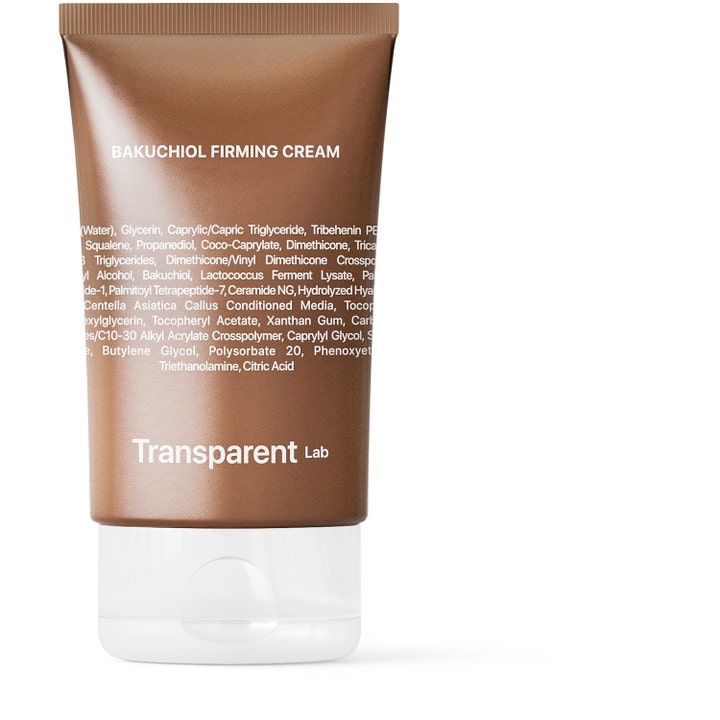 Transparent Lab Bakuchiol Firming Cream opstrammende ansigtscreme i en brun tube med hvidt låg
