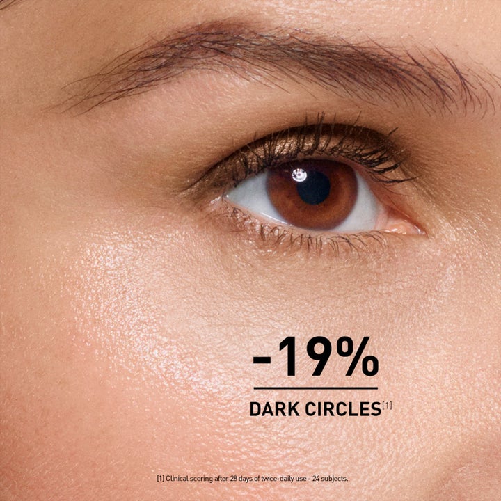 FILORGA NCEF-Revitalize Eyes 15 ml øjencreme mod mørke rande vist som nærbillede af øje med minus nitten procent tekst