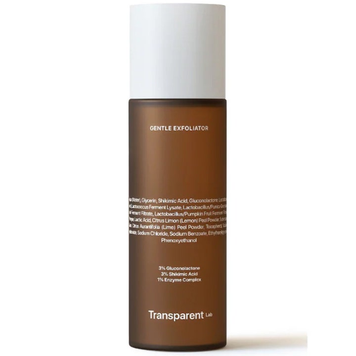 Transparent Lab Gentle Exfoliator 120ml eksfolierende ansigtstoner i brun flaske med hvidt låg