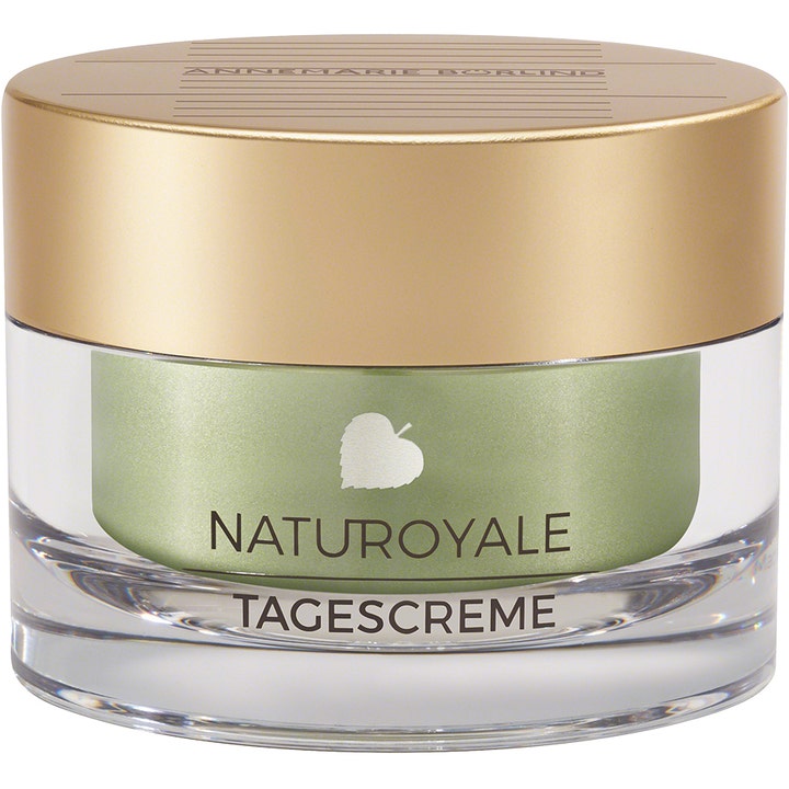 Annemarie Börlind Naturoyale Tagescreme 50 ml opstrammende dagcreme i glaskrukke med elegant guldlåg og grøn kerne