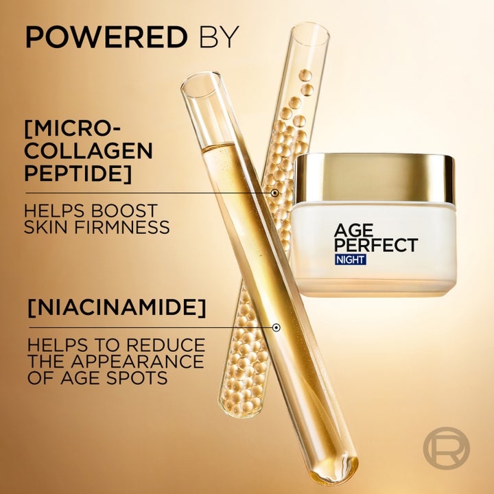 L'Oréal Paris Age Perfect 50 ml nattcreme med niacinamid og peptider i krukke for fastere hud