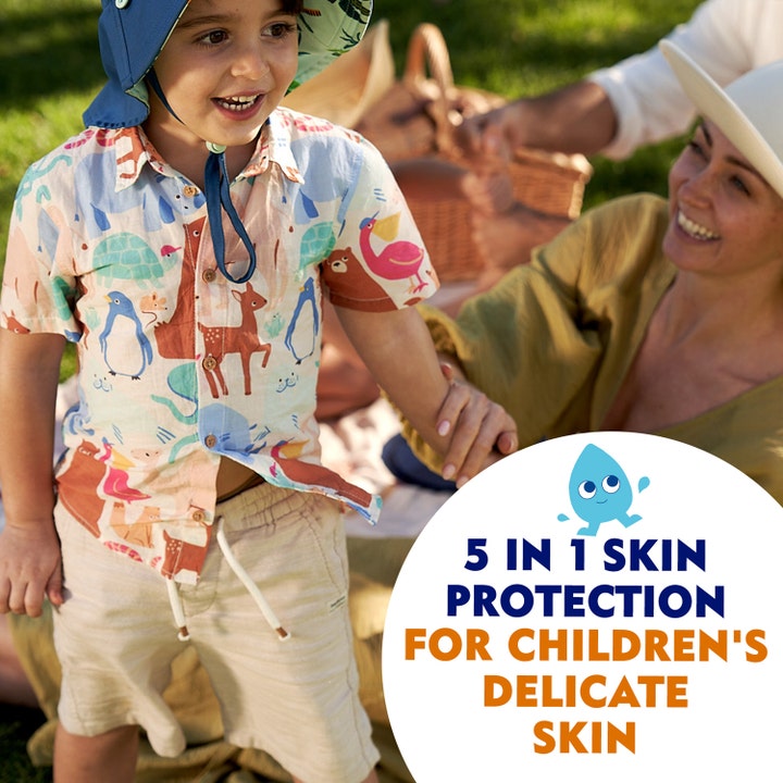 NIVEA Sun Kids Protect & Sensitive Spray SPF50+ 200 ml solspray giver 5 i 1 beskyttelse til børns sarte hud i solen