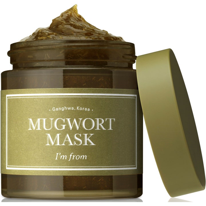I'm From Mugwort Mask 110 g beroligende ansigtsmaske i glaskrukke med tyk geltekstur og urtefragmenter