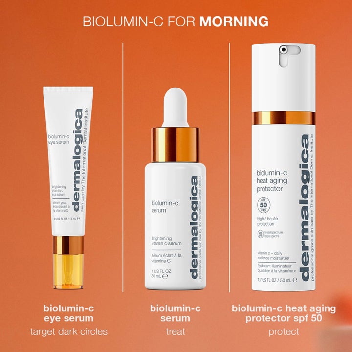 Dermalogica Biolumin-C SPF 50 Duo 100 ml beskyttende hudpleje med C-vitamin serum og creme i hvide beholdere med guld