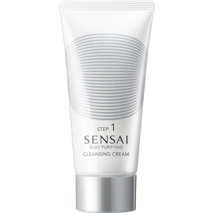 Sensai Silky Purifying Cleansing Cream 150 ml rensende ansigtscreme i hvid tube med mønster og sølvlåg