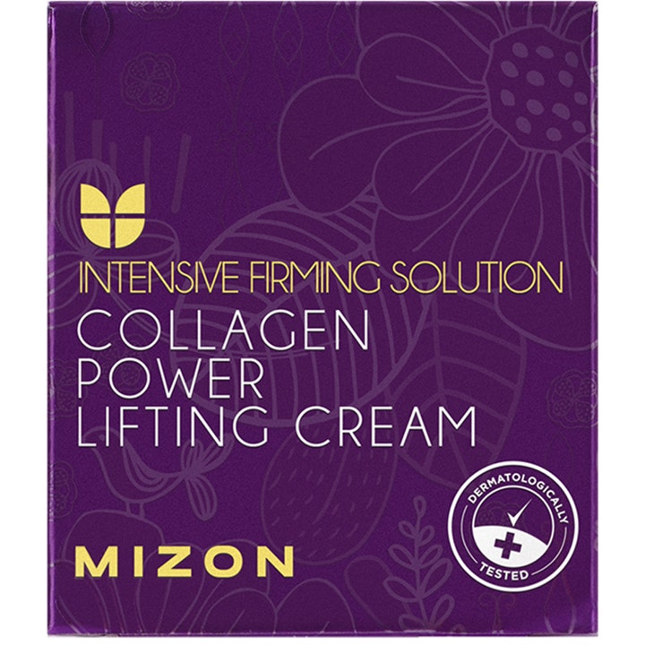 Mizon Collagen Power Lifting Cream 75 ml opstrammende ansigtscreme i lilla papæske med gult logo