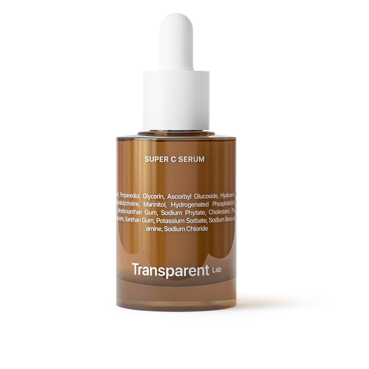 Transparent Lab Super C Serum 30ml glødgivende ansigtsserum i brun glasflaske med hvid pipette