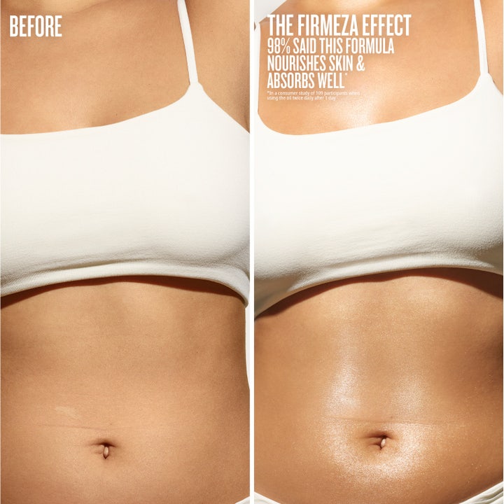 Sol de Janeiro Bum Bum Body Firmeza Oil 100 ml opstrammende kropsolie viser gylden tekstur med koffein og mikroalger.