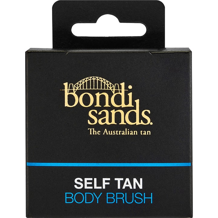 Bondi Sands GLO Body Brush 1 stk selvbruner børste i sort æske med guldlogo og blå detaljer
