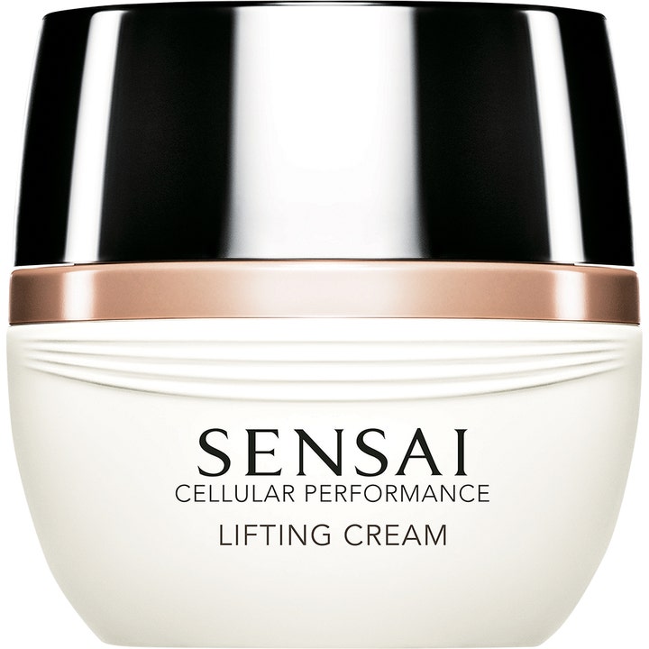 Sensai Cellular Performance Lifting Cream 40 ml opstrammende ansigtscreme i hvid krukke med rosaguld kant og sort låg